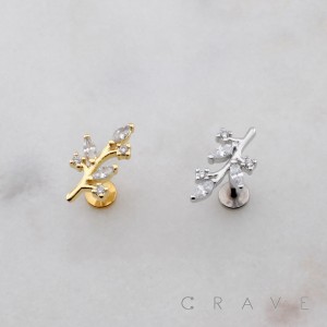 MULTI MARQUISE CZ TREE BRANCH SPRING THREADLESS (PUSH IN) 316L SURGICAL STEEL LABRET SET